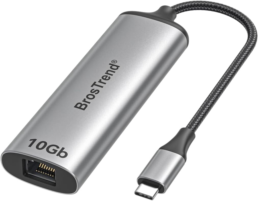BrosTrend Adaptador USB C a Ethernet de 10 Gb para laptop, MacBook, PC
