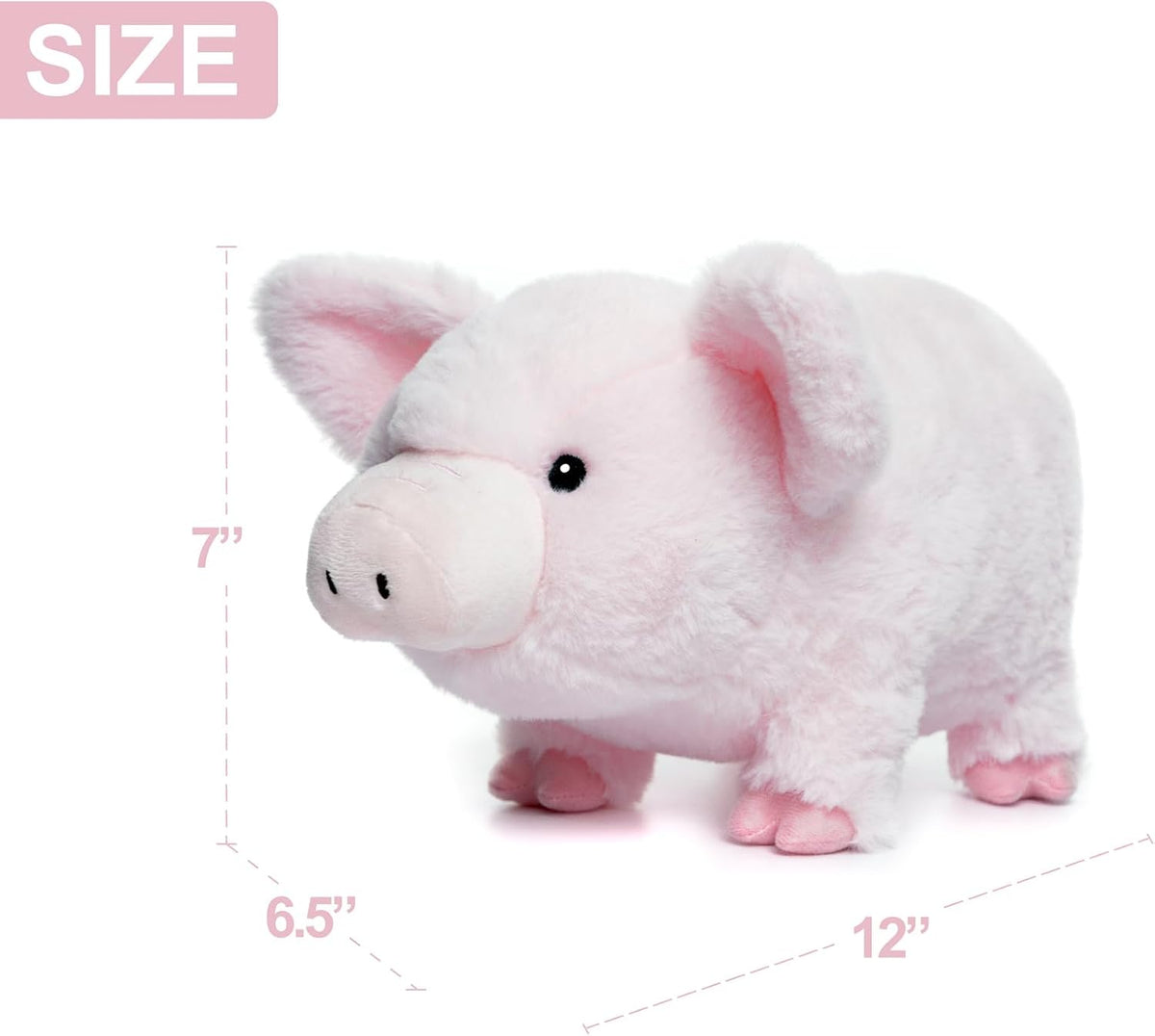 Juguete de peluche de cerdo rosa, 12 pulgadas
