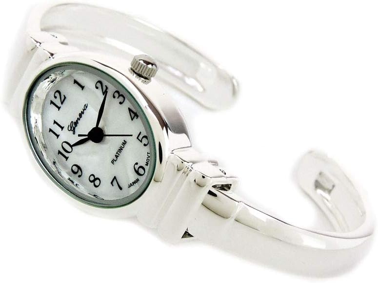 Reloj de pulsera de plata de tamaño pequeño con banda de metal ovalado para mujer de Ginebra