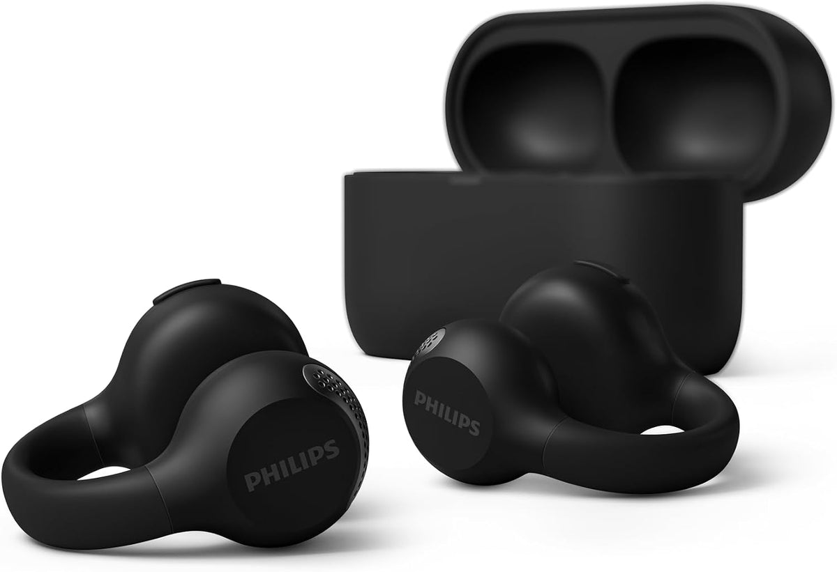 PHILIPS Q2000 Auriculares TWS estilo orejera, 28 horas de tiempo de reproducción, llamadas claras, IPX4 resistentes al sudor, color negro