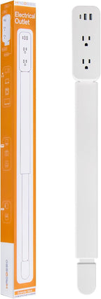 Extensor de Enchufe Eléctrico con Varilla - Cuenta con USB-A, USB-C y 2 Tomas de CA, se Extiende 22"-34", Gira 180° para Acceder a Enchufes de Difícil Acceso, Expansor de Enchufe de Pared para Mesitas