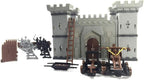 PXRJE Medieval Castle Knights - Figura de acción de juguete del ejército con castillo de montaje, catapulta y carruaje tirado por caballos, ideal para niñas y niños (A1)