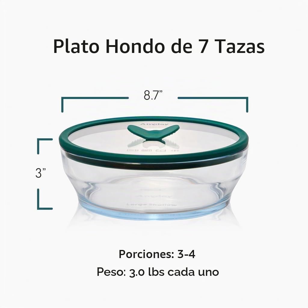 Anyday Vaporizador de microondas de vidrio de 7 tazas (col rizada