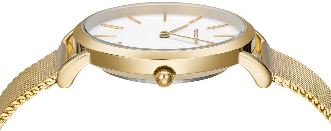 Roberto Marino RM1611 Reloj de malla para mujer – Acero inoxidable plateado, 3ATM, esfera blanca