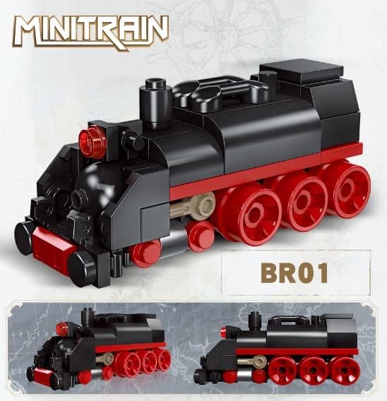 Juego de bloques de construcción de 6 trenes de vapor, 463 piezas