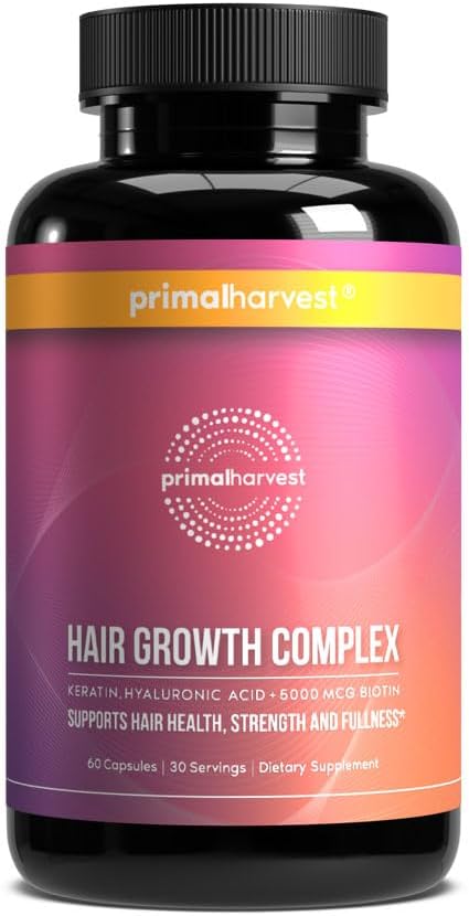 Primal Harvest Vitaminas para el crecimiento del cabello, crecimien...