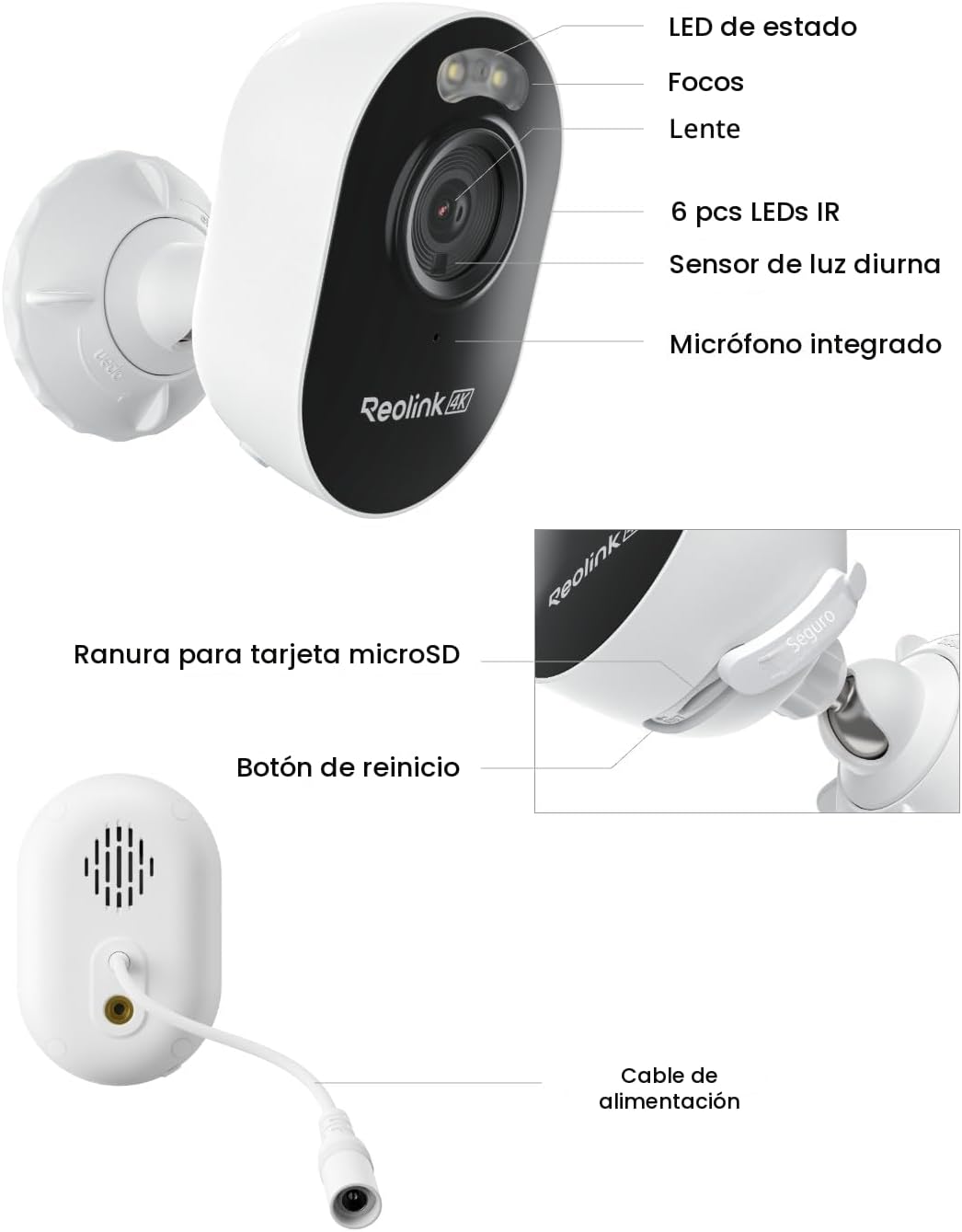 REOLINK Cámara de seguridad para exteriores 4K, Wi-Fi 6 de 2.4\/5 G...