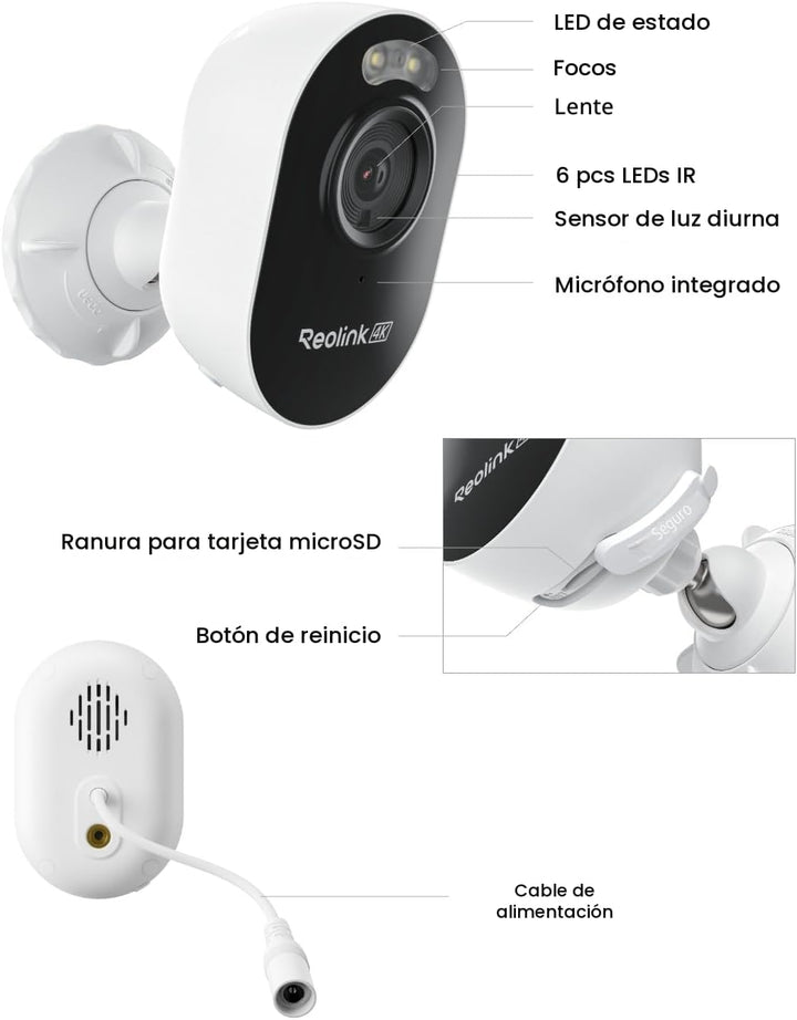 REOLINK Cámara de seguridad para exteriores 4K, Wi-Fi 6 de 2.4\/5 G...