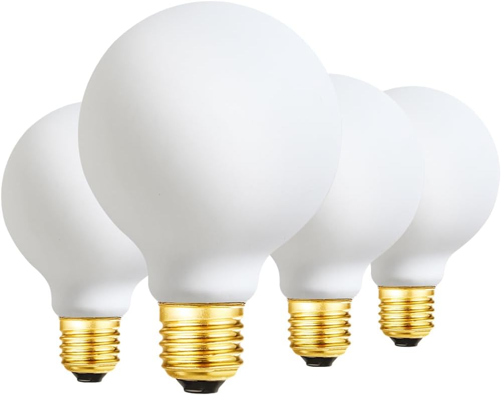 Lámpara Bombilla LED G25 con base E26 de porcelana de ópalo mate, color blanco suave, 3000 K, regulable, Edison 6 W, 600 lúmenes, equivalente a 60 vatios, vidrio esmerilado exterior, bombilla LED Edison