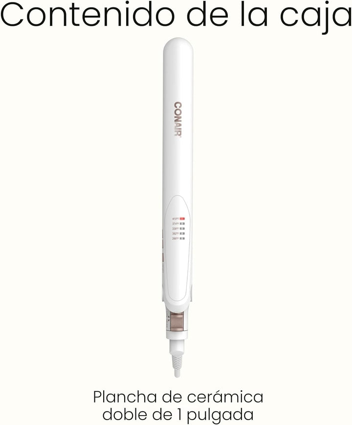 Conair - Plancha de cerámica doble de 1 pulgada, alisador de pelo c...