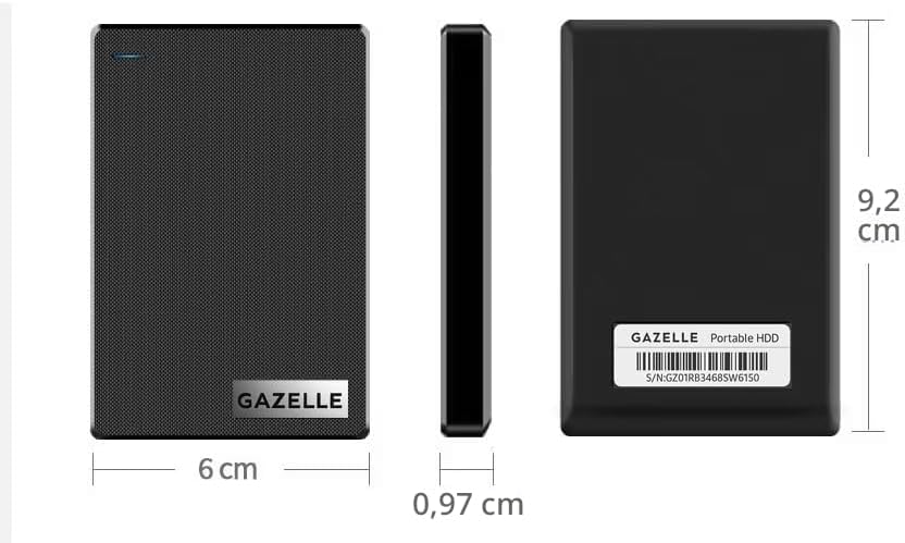 GAZELLE Disco duro externo portátil ultradelgado de alta velocidad...