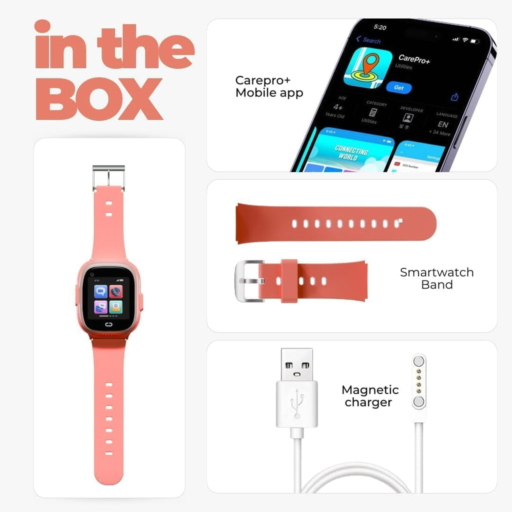 Reloj inteligente para niños con rastreador GPS, llamadas de audio y video, alertas SOS, cámara HD, rastreador de fitness, controles parentales, reloj inteligente para niños y niñas, requiere suscripción (rosa)