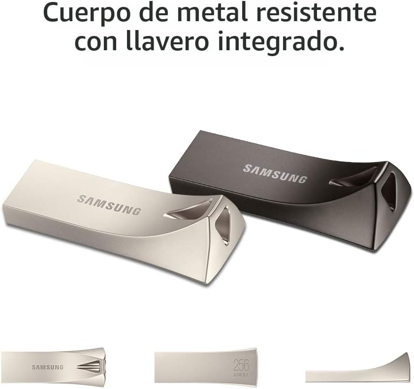 SAMSUNG BAR Plus 256GB - 400MB\/s Memoria Flash USB 3.1 Plata Champ...