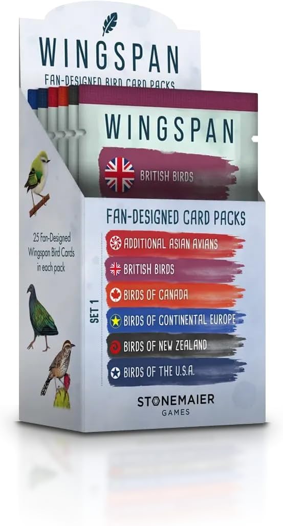 Stonemaier Games: Paquetes de Promoción de Aves Diseñadas por Fans de Wingspan | 150 Nuevas Aves Diseñadas por Fans Usando Poderes del Juego Base y Expansiones | Arte Consistente con las Aves