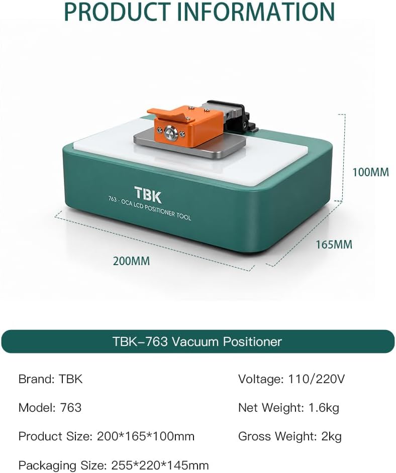 TBK Posicionador del vacío de 763 LCD OCA para la laminación de la película