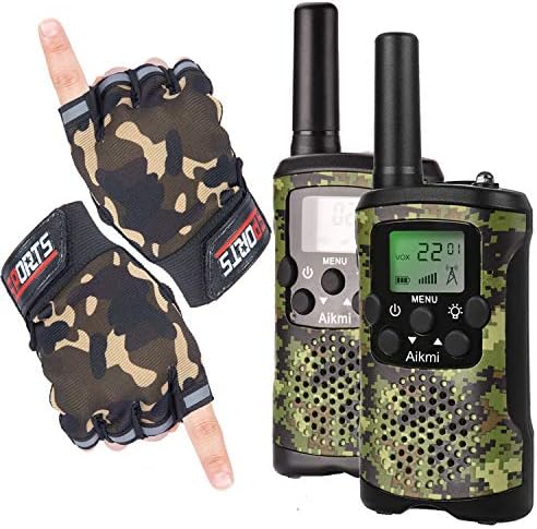 Aikmi Walkie Talkies para niños con guantes de ciclismo, juguete de regalo