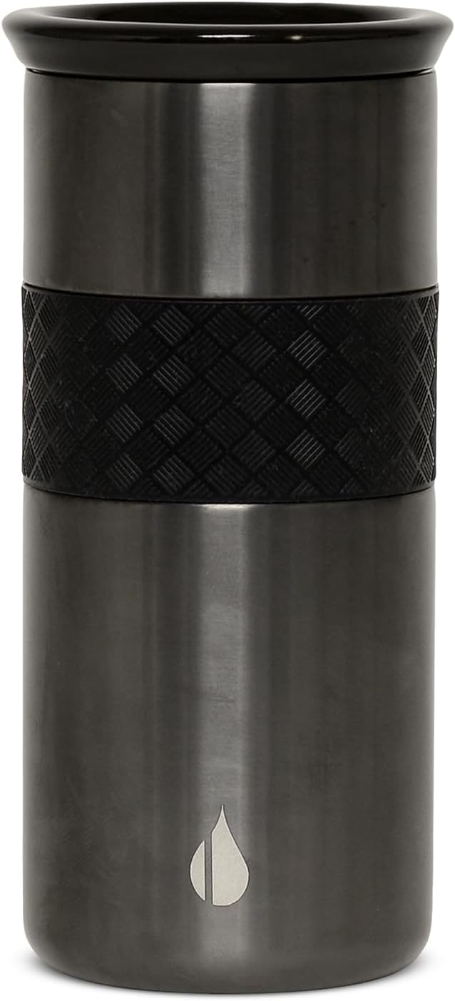Elemental Artisan - Vaso aislado de triple pared, taza de viaje para café, reutilizable, de acero inoxidable, con tapa de cerámica, tazas térmicas de café para bebidas calientes (6 horas) y frías (18