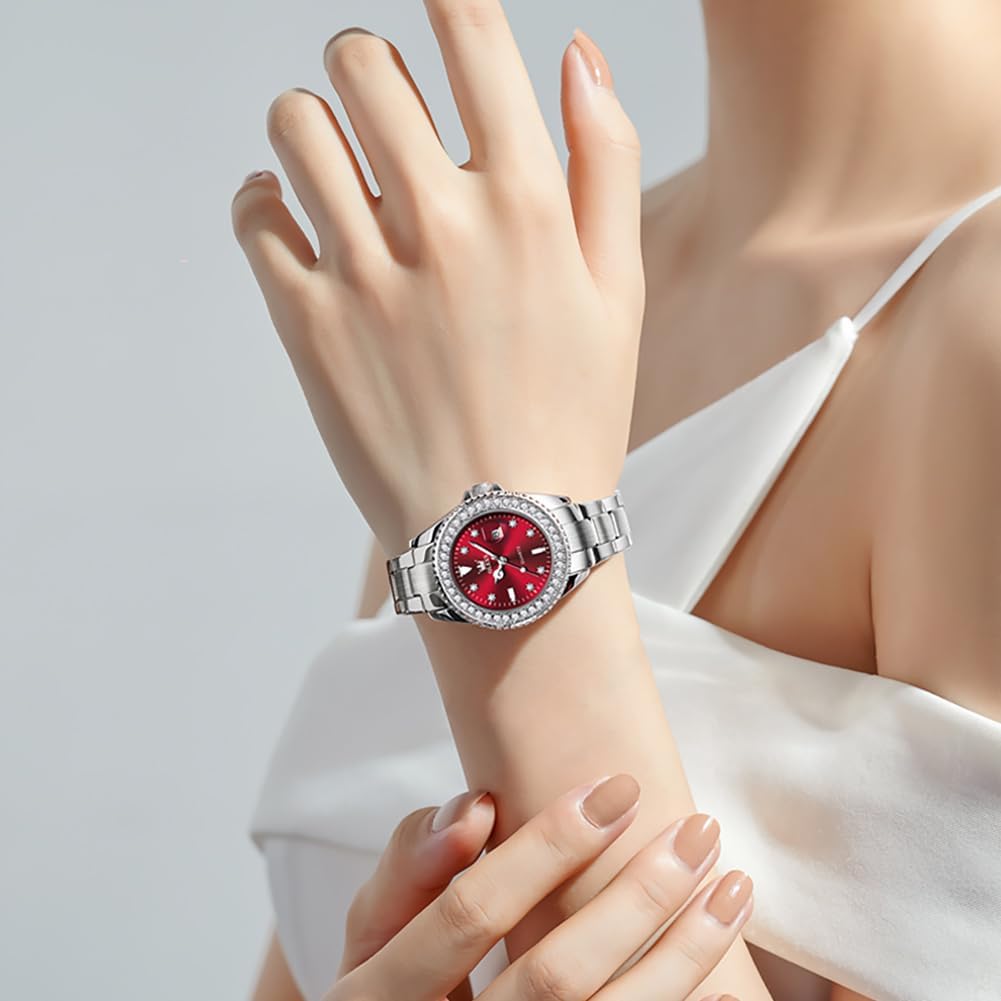 OLEVS Relojes para Mujer de Vestir Lujo Acero Inoxidable a Prueba de Agua Reloj de Muñeca