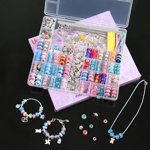 Uniartfy Kit de fabricación de pulseras con dijes, 305 piezas de suministros para niñas de 8 a 12 años, regalos de cumpleaños, manualidades para adolescentes, mujeres, niños de 5, 6, 7, 8, 9, 10, 11, 