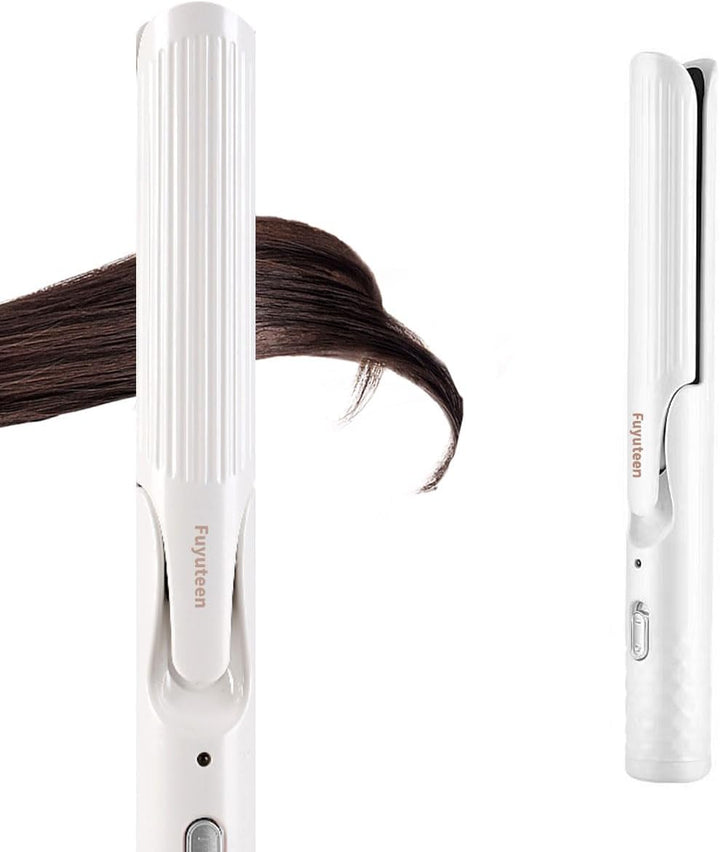 Fuyuteen Plancha de pelo 2 en 1 con flequillo de rizos, plancha pla...