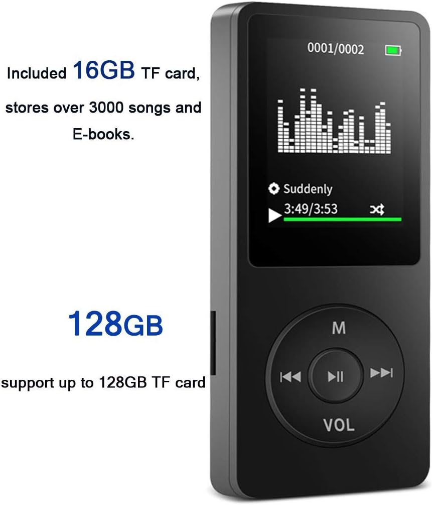 Reproductor de MP3, reproductor de música con tarjeta micro SD de 1...