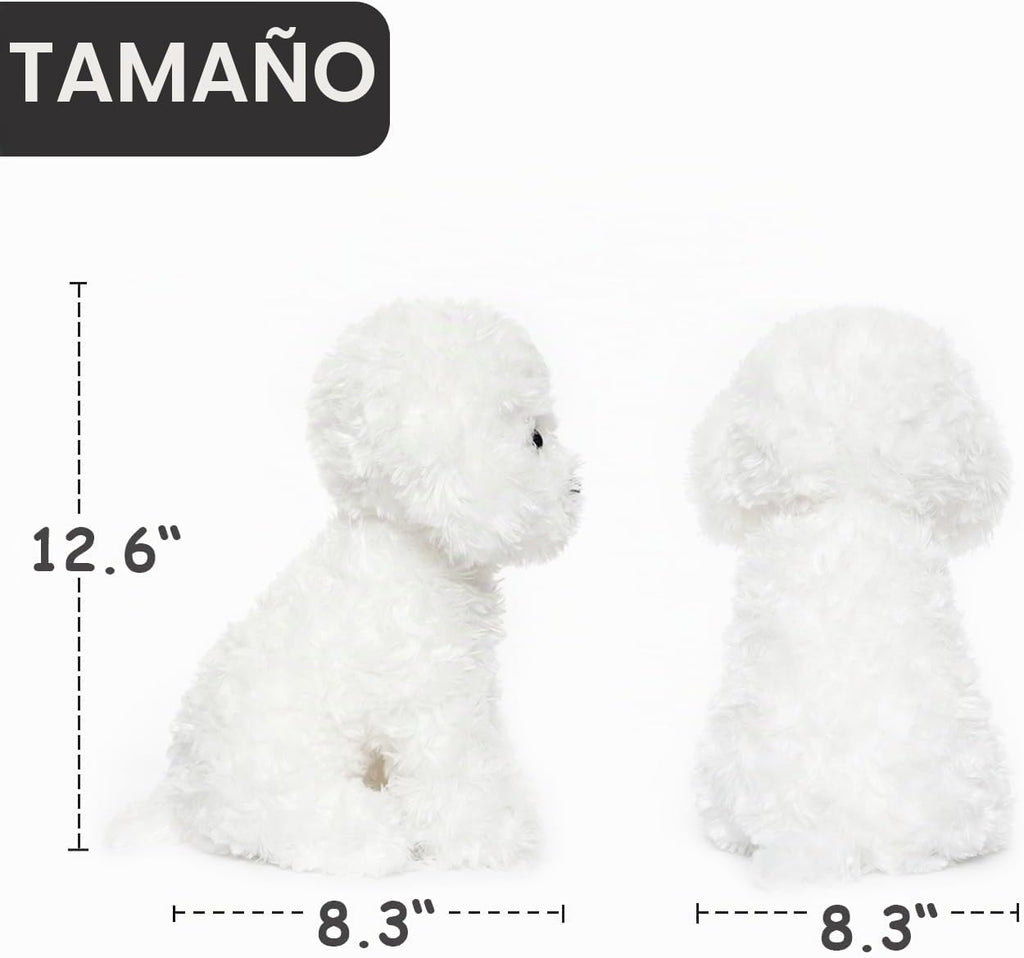 Cachorro de perro de peluche caniche blanco