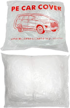 4 paquetes de fundas desechables de plástico transparente para automóvil, cubierta universal de lluvia y polvo para garaje con banda elástica, mediana (15.7 pies x 24.6 pies)