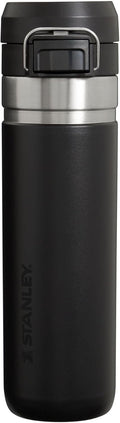 Stanley Quick Flip GO Botella de Agua de 24 oz | Tapa con Botón Pulsador | A Prueba de Fugas y Empacable para Viajes y Deportes | Acero Inoxidable Aislado | Sin BPA | Negro 2.0