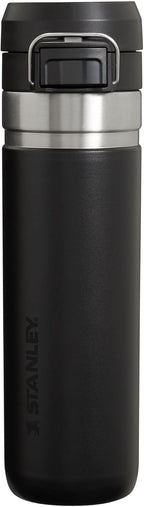Stanley Quick Flip GO Botella de Agua de 24 oz | Tapa con Botón Pulsador | A Prueba de Fugas y Empacable para Viajes y Deportes | Acero Inoxidable Aislado | Sin BPA | Negro 2.0
