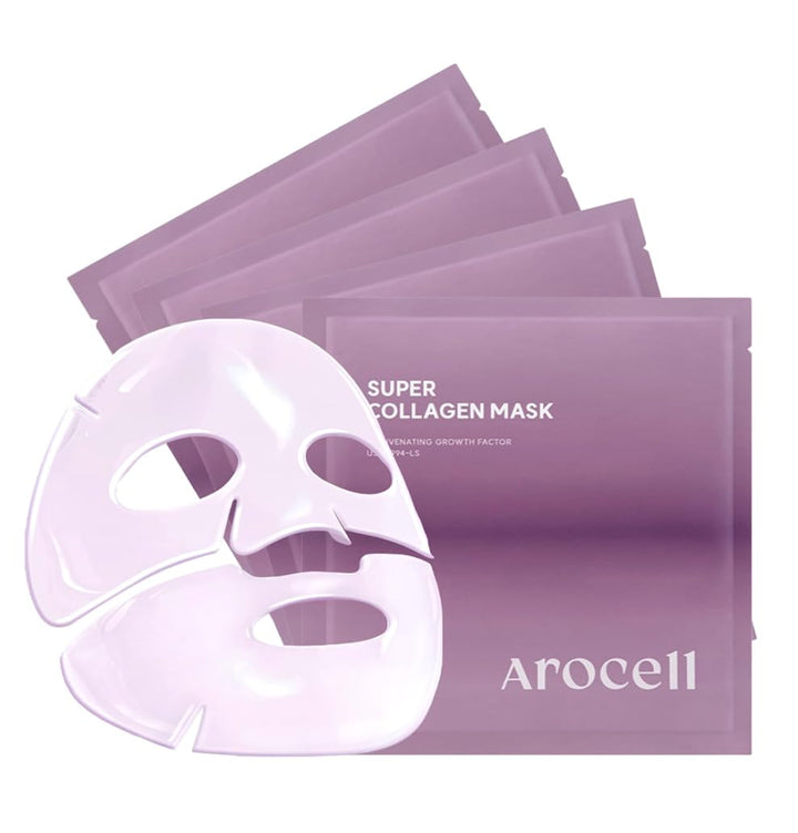 Máscara de Colágeno Super AROCELL 2 Hojas Faciales 5,000,000ppb Hid...