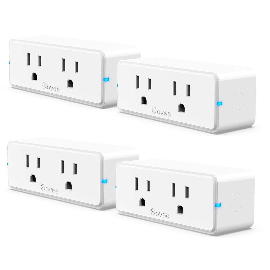 Govee Dual Smart Plug 4 Pack, 15A WiFi Bluetooth Outlet, 2-en-1 Design