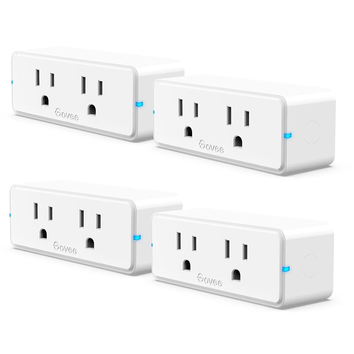 Govee Dual Smart Plug 4 Pack, 15A WiFi Bluetooth Outlet, 2-en-1 Design