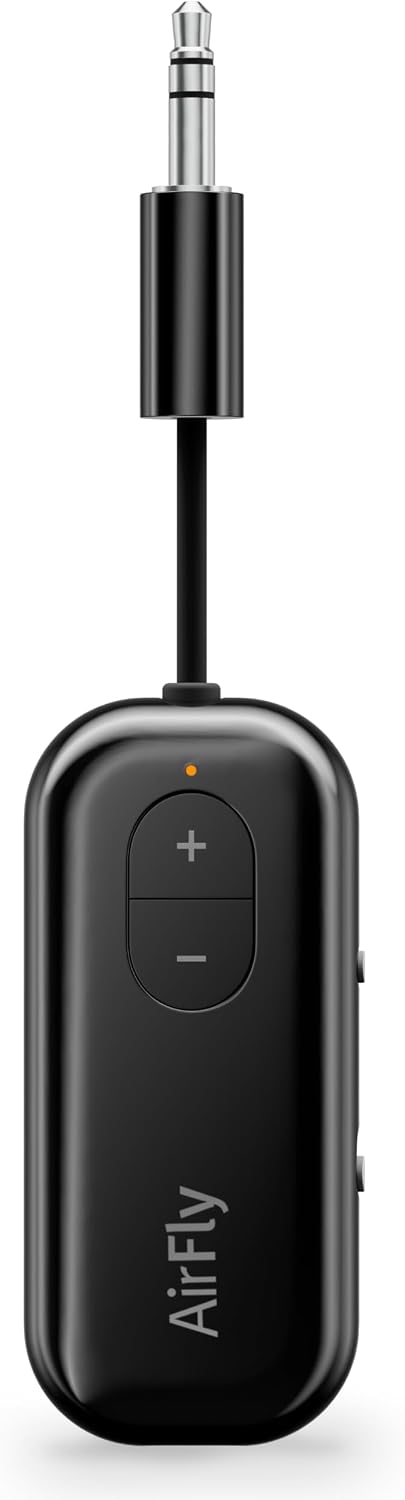 Twelve South AirFly SE, Transmisor de Audio Bluetooth Inalámbrico para AirPods/Auriculares Inalámbricos o con Cancelación de Ruido; Usar con Cualquier Conector de Audio de 3.5 mm en Aviones, Equipos