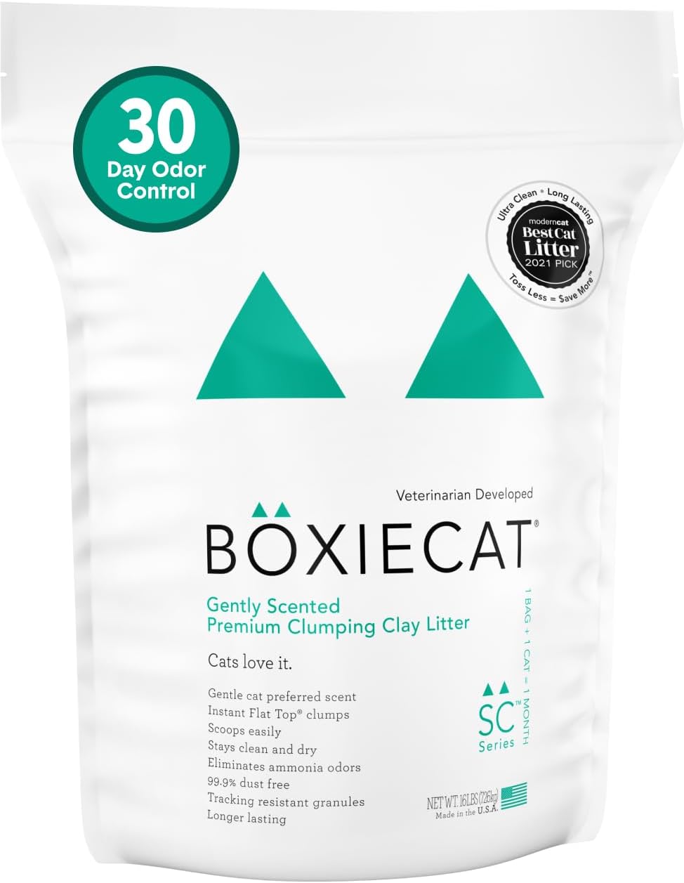 Boxie Premium - Arena para gatos perfumada para gatos durante más de 30 días, 16 libras