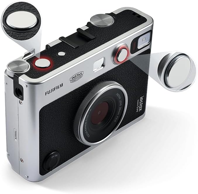 Cámara instantánea híbrida Fujifilm Instax Mini EVO negra + películ...