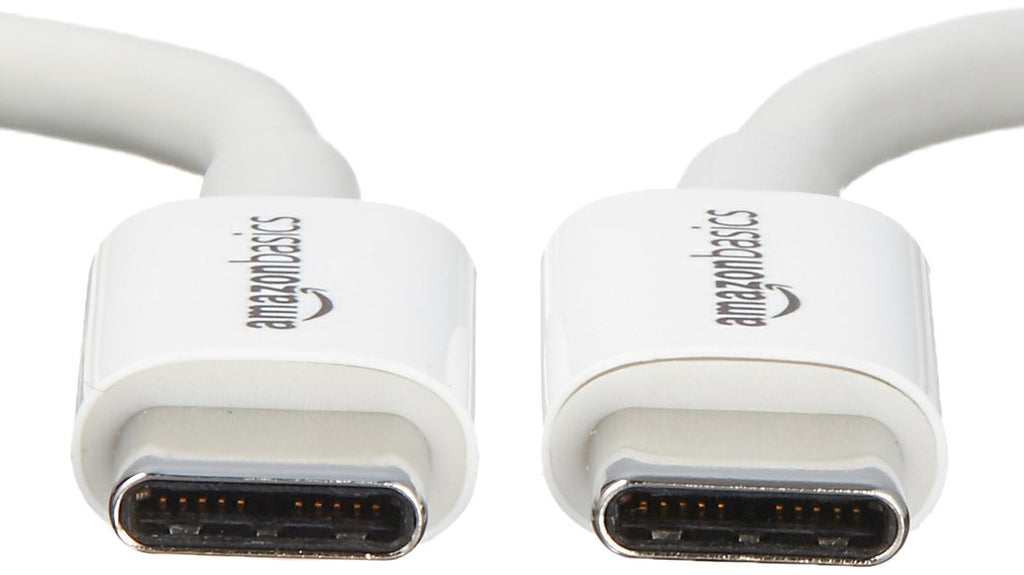 Amazon Basics USB-C a USB-C Cable, 6 Foot | 480Mbps Speed | USB-IF Certified | blanco | Pack de 2