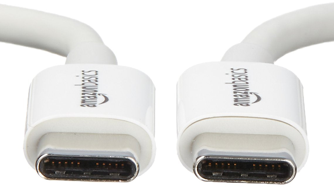 Amazon Basics USB-C a USB-C Cable, 6 Foot | 480Mbps Speed | USB-IF Certified | blanco | Pack de 2