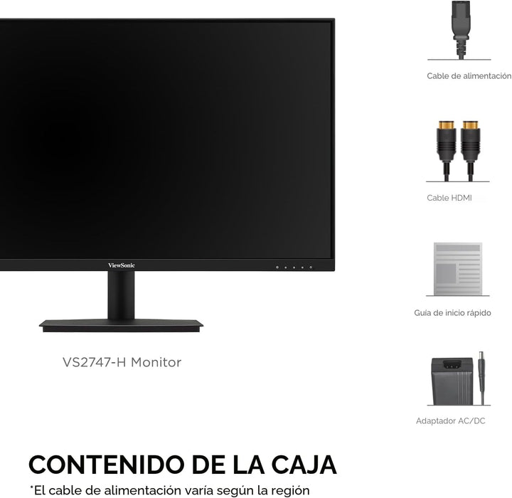 ViewSonic VS2747-H Monitor IPS de 27 pulgadas 1080p con 100Hz, frec...