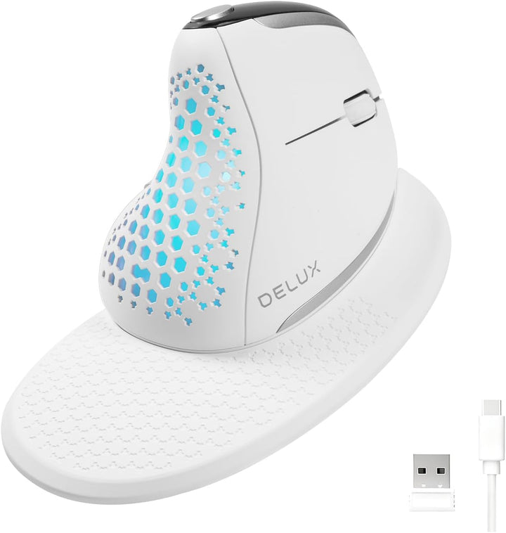 DeLUX Seeker - Ratón ergonómico inalámbrico con pantalla OLED, rató...