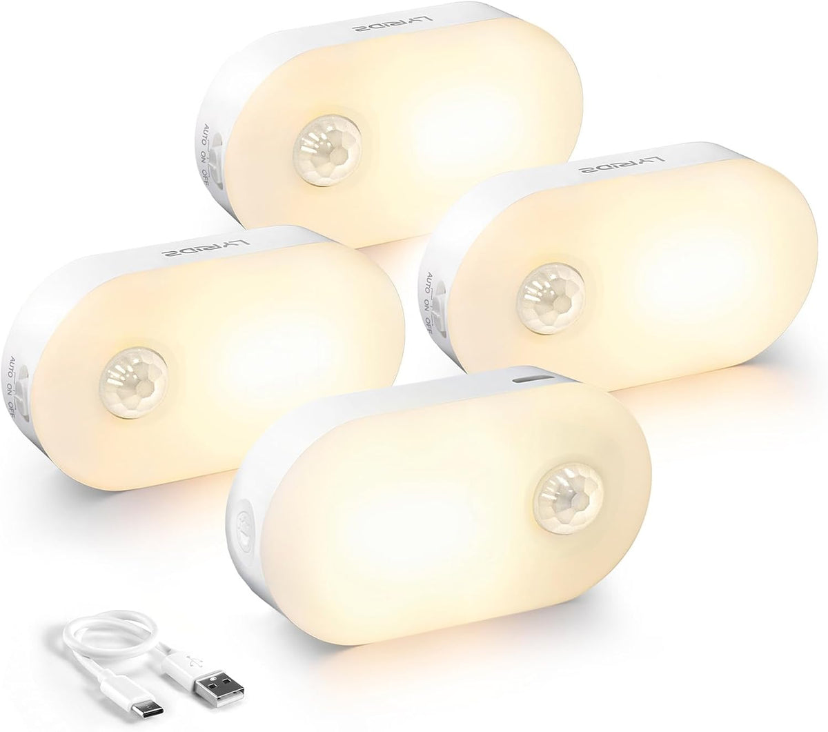 Luz nocturna de batería recargable con sensor de movimiento, paquete
