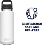 YETI Rambler - Botella de 36 onzas, aislada al vacío, a prueba de fugas, de acero inoxidable con tapón para sorbos