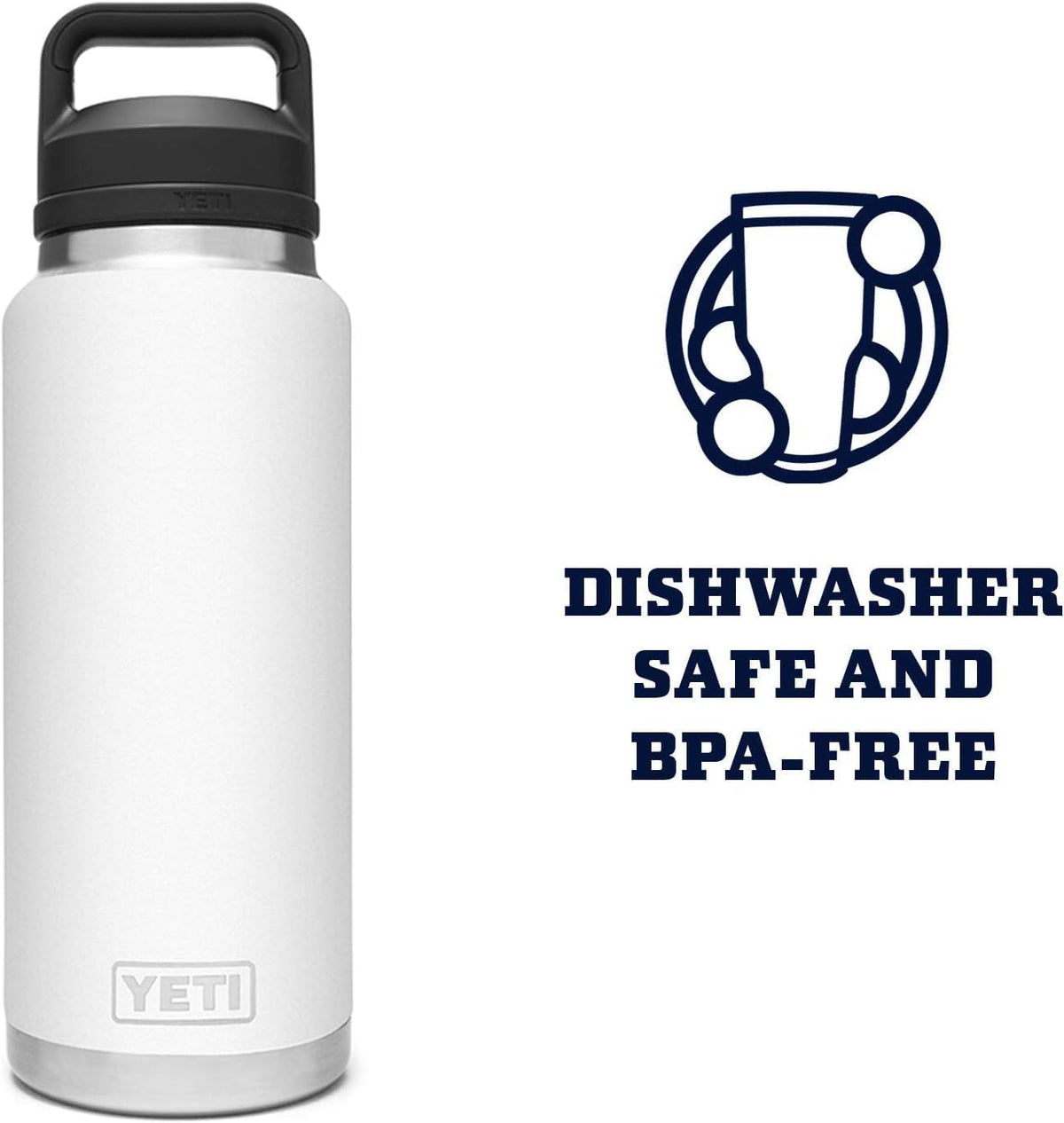 YETI Rambler - Botella de 36 onzas, aislada al vacío, a prueba de fugas, de acero inoxidable con tapón para sorbos