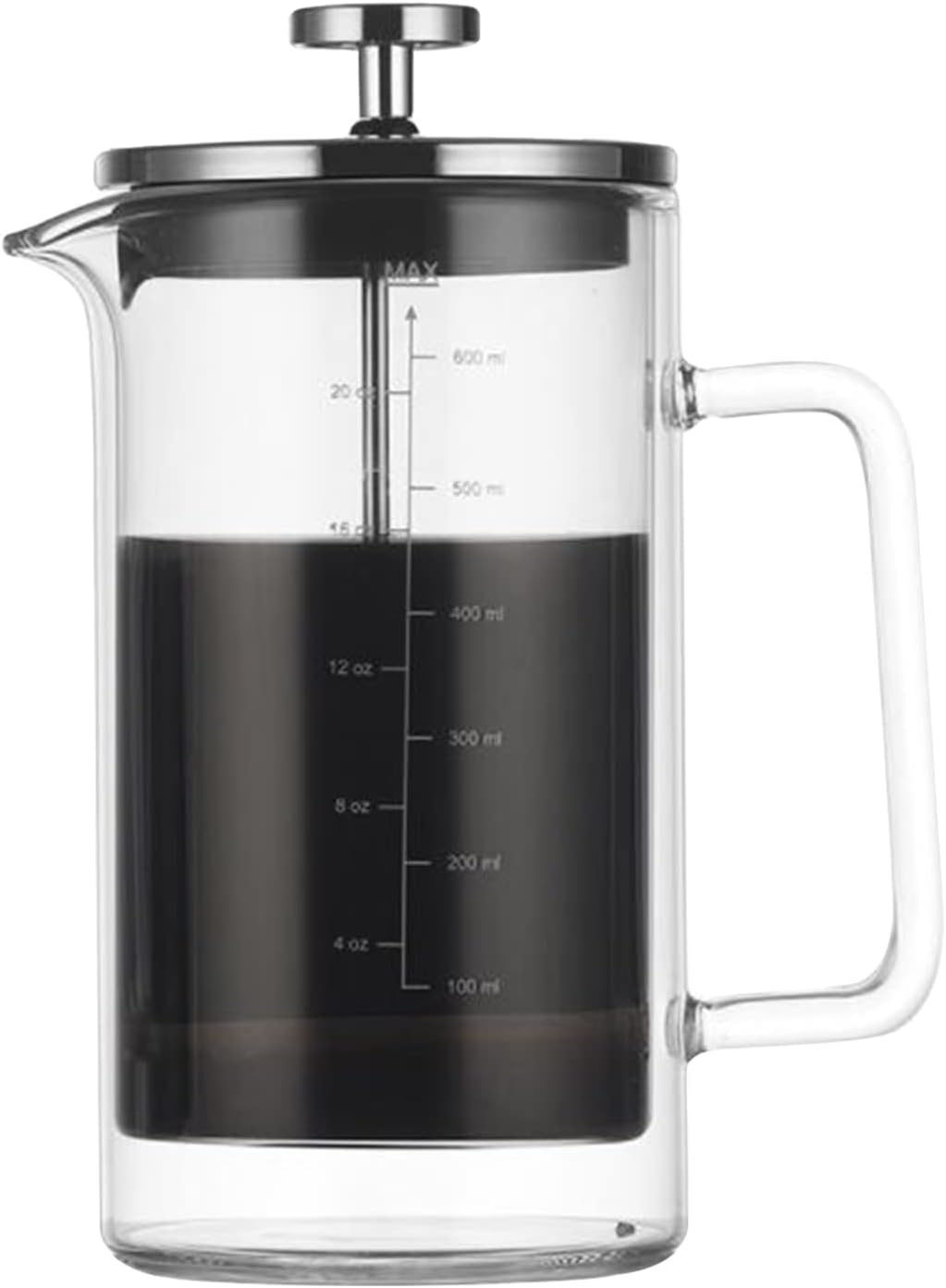 Decdeal Cafetera francesa de doble pared Cafetera de vidrio de borosilicato
