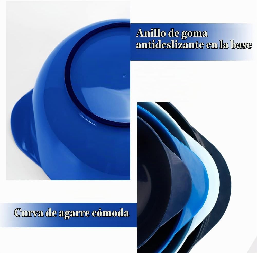 Juego de 4 cuencos clásicos para mezclar, plástico sin BPA, aptos