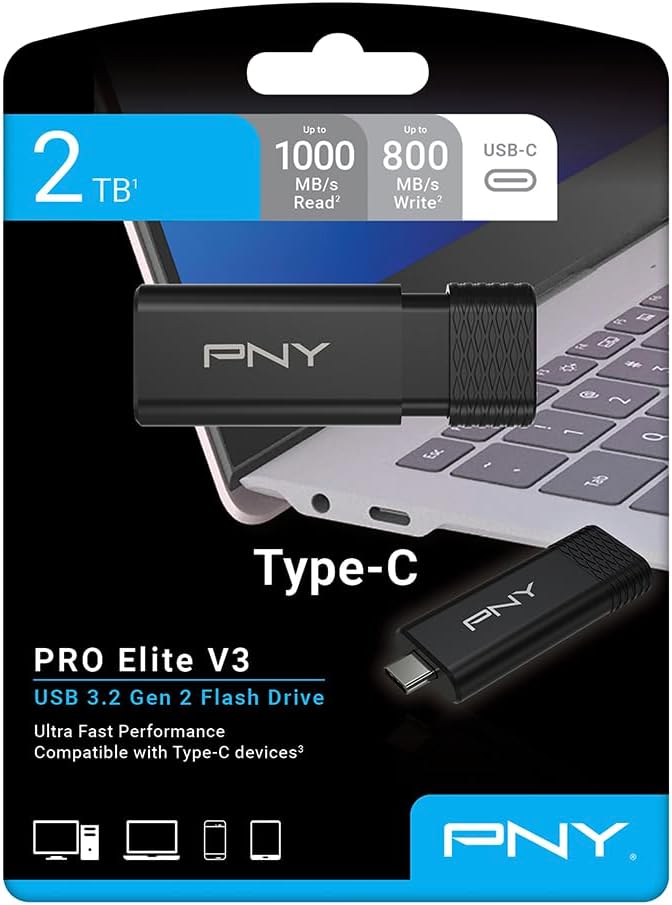 PNY PRO Elite V3™ Tipo-C 2TB USB 3.2 Gen 2 Unidad flash \u2013 Hast...