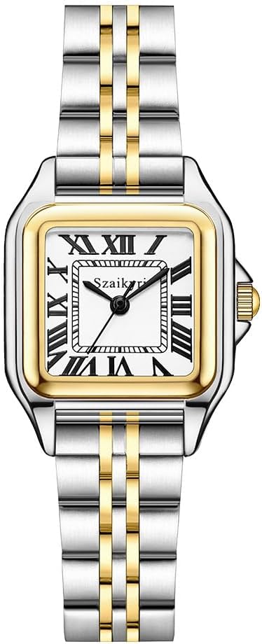 Relojes Szaikyri Clásicos Cuadrados para Mujer con Números Romanos, Reloj de Vestir Casual para Damas