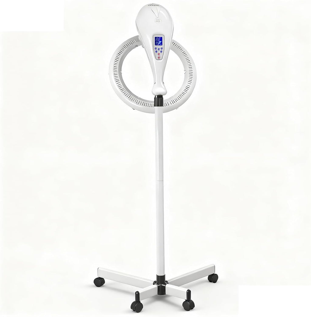 Procesador de cabello giratorio, control de pantalla digital LCD, acelerador de secador de pelo, estilo permanente (blanco)