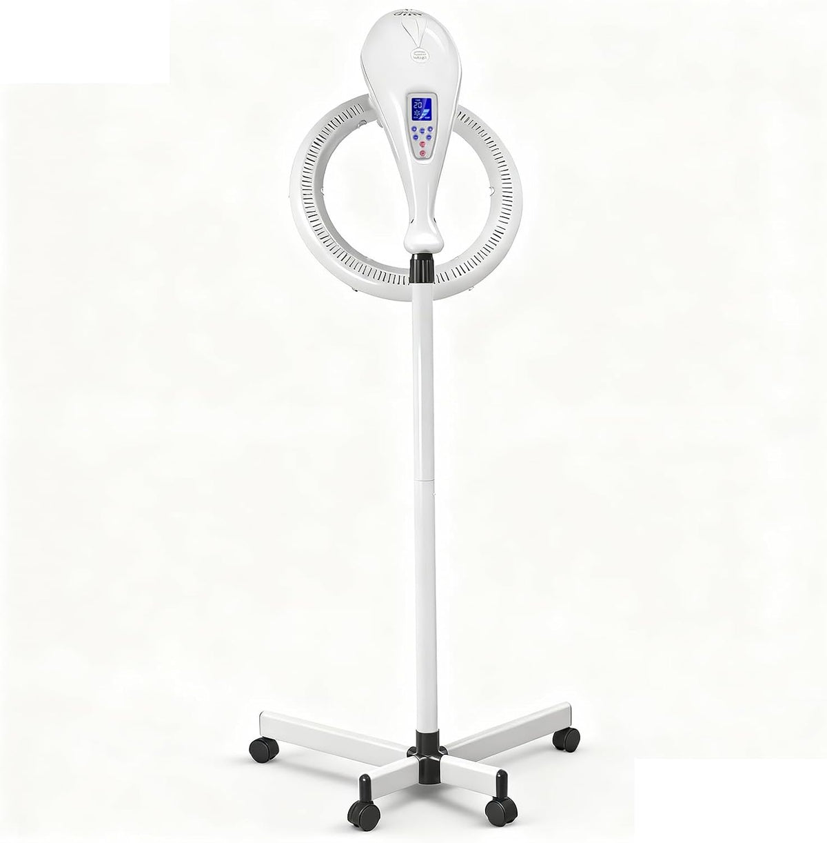 Procesador de cabello giratorio, control de pantalla digital LCD, acelerador de secador de pelo, estilo permanente (blanco)