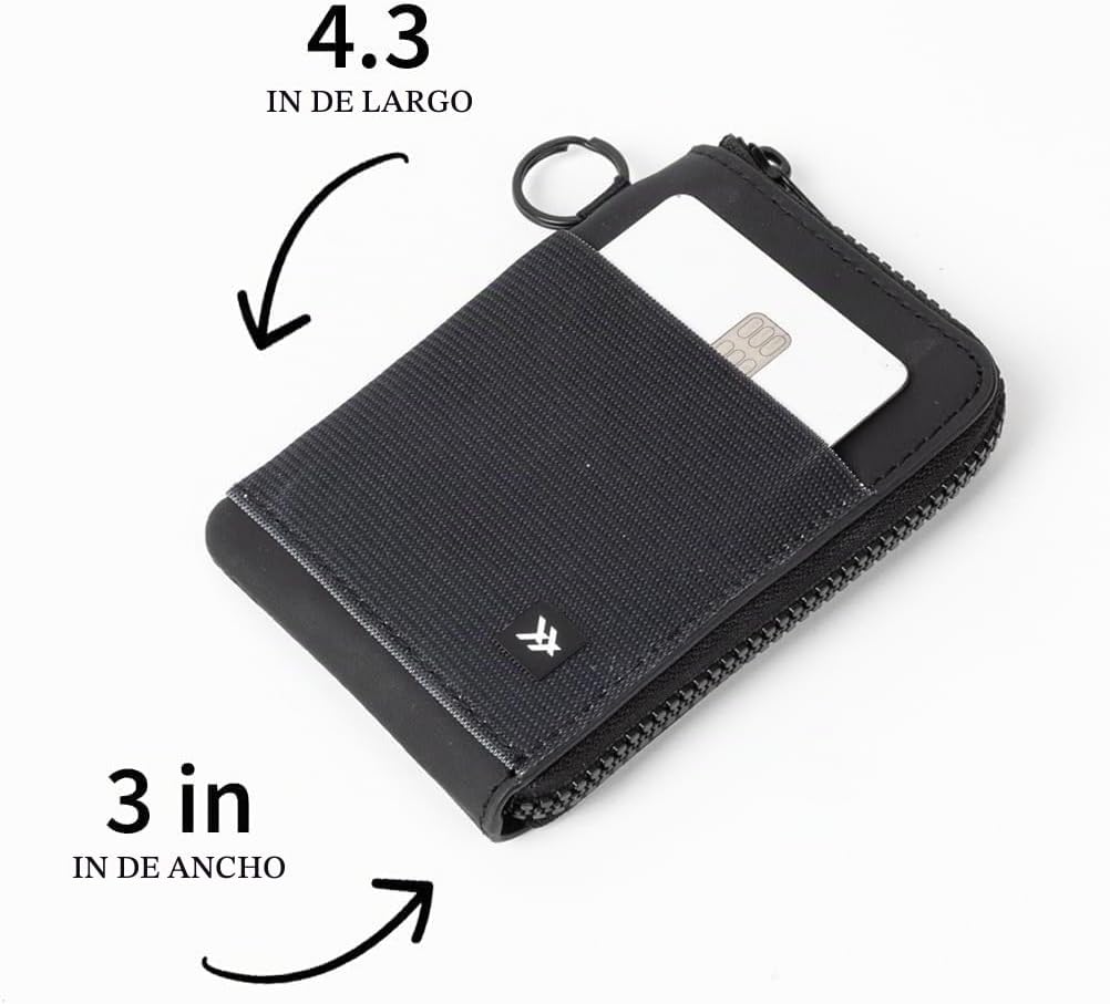 Thread Wallets Cartera de piel con cremallera y bloqueo RFID con tarjetero para hombres y mujeres, Rose polvo, Casual