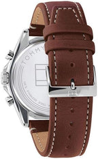 Tommy Hilfiger Reloj casual Qtz Multifunción de Acero Inoxidable y Correa de Cuero para Hombre, Color: Azul (Modelo: 1791839)